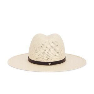 Janessa Leone Cream Hat with Black Band NEW WITH TAGS